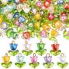 90Pcs 9 Colors Acrylic Lampwork Pendants PALLOY-CJ00048-1