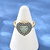 Heart Brass Micro Pave Cubic Zirconia Cuff Open Rings for Women CU-CBA0A21-01G-5