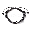 2Pcs Natural Obsidian Braided Beads Bracelets Sets BJEW-JB10952-3