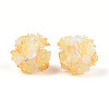 Polymer Clay Rhinestone Beads with Embossed Resin Roses RESI-T059-04K-1