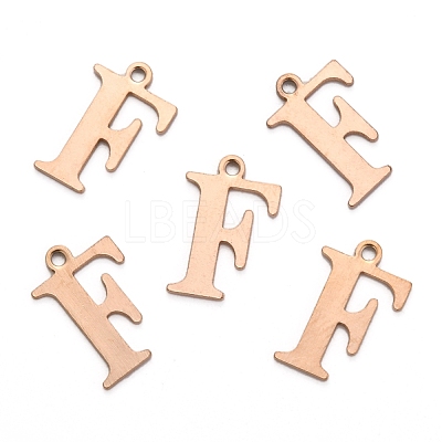 Ion Plating(IP) 304 Stainless Steel Alphabet Charms STAS-H122-F-RG-1
