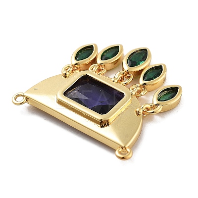 Rack Plating Brass Micro Pave Cubic Zirconia & Glass Pendants KK-Z071-66G-01-1