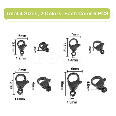 48Pcs 8 Styles Spray Painted 304 Stainless Steel Lobster Claw Clasps STAS-UN0050-07-1