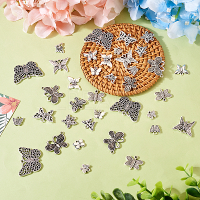 90Pcs 15 Style Tibetan Style Alloy Pendants FIND-TA0003-54-1