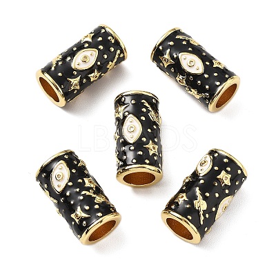 Brass Micro Pave Clear Cubic Zirconia Column European Beads KK-Z114-15G-B02-1