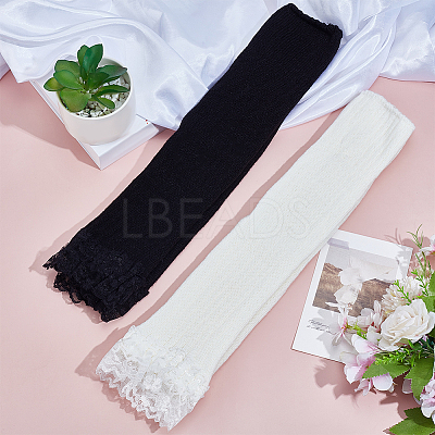 2 Pairs 2 Colors Acrylic Fibers Long Mesh Lace Gloves AJEW-CN0006-66-1