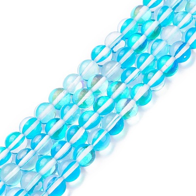 Synthetic Moonstone Beads Strands G-R375-8mm-B04-1