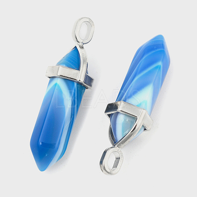 Natural Banded Agate Double Terminated Pointed Pendants X-G-F295-05J-1