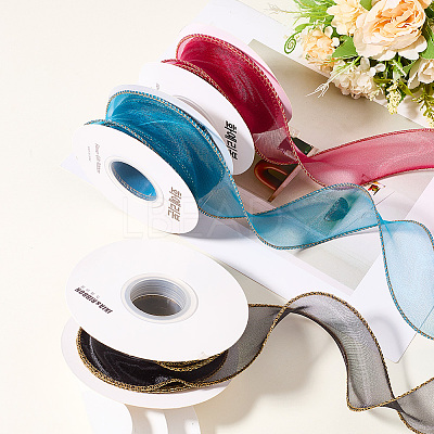 3 Rolls 3 Colors Polyester Organza Ribbon PAAG-CY0001-03B-1