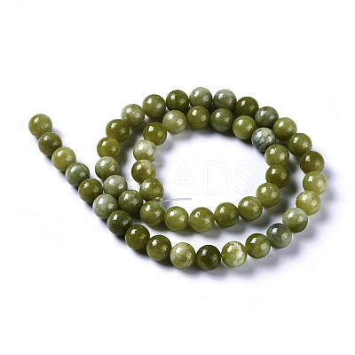 Natural Chinese Jade/Southern Jade Beads Strands G-G735-38-8mm-1