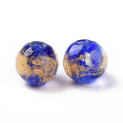 Handmade Gold Foil Glass Beads LAMP-C004-03-1