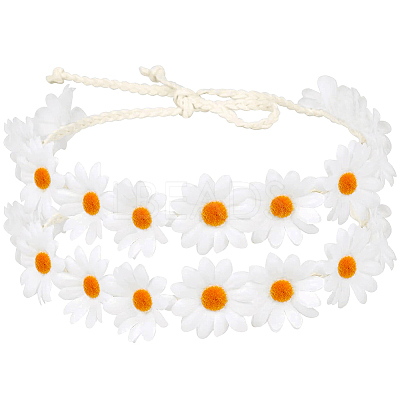 2Pcs Cloth Small Sunflowe Wreath Headband OHAR-CP0001-20B-1