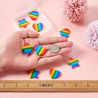 12Pcs 2 Style Plastic Stripe Pendants KY-YS0001-03-1