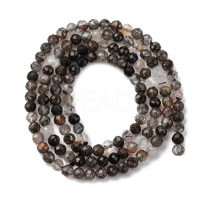 Natural Black Rutilated Quartz Beads Strands G-RM250104-C3-1