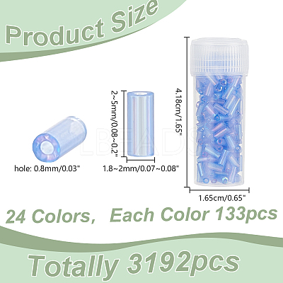 120G 24 Styles Round Hole Glass Bugle Beads SEED-HY0001-22-1