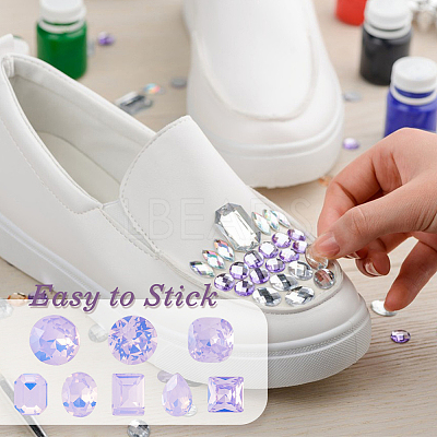 40Pcs 8 Styles K9 Glass Rhinestone Cabochons MRMJ-DC0001-02-1
