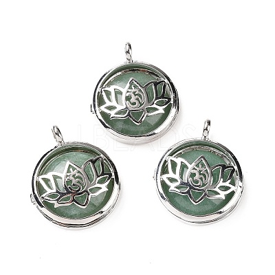 Natural Green Aventurine Locket Pendants G-G982-01P-01-1