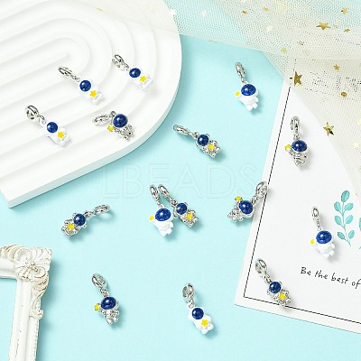 16Pcs 4 Styles Spray Printed Alloy European Dangle Charms FIND-CJ0005-53-1