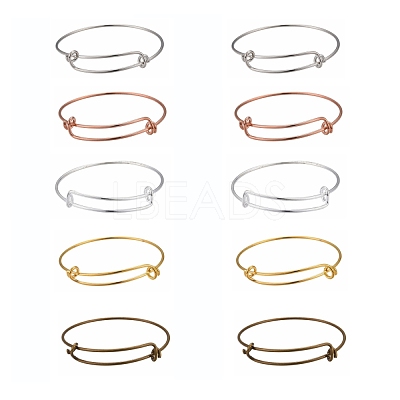 10Pcs 5 Color Adjustable Brass Expandable Bangle Making BJEW-LS0001-02-1
