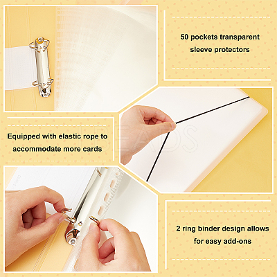 A4 PVC Loose Leaf Binder Postcard Phote Album with 50 Pockets Transparent Sleeve Protectors DIY-WH0028-44B-1
