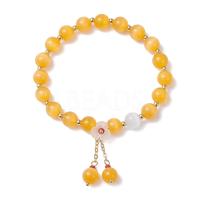 4Pcs Cat Eye Beads Stretch Bracelets for Women BJEW-TA00691-1
