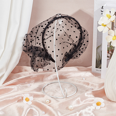 Polyester Mesh Veil Hair Bands OHAR-WH0021-63B-1