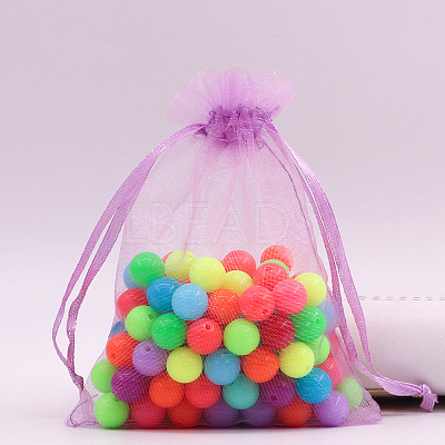 Rectangle Organza Drawstring Bags CON-PW0001-054A-22-1