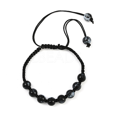 4Pcs 4 Colors Baking Paint Glass Round Beads Braided Bead Bracelets BJEW-JB11974-1