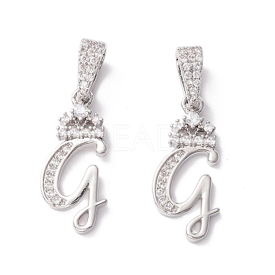 Eco-Friendly Brass Micro Pave Cubic Zirconia Pendants KK-K265-01P-G-1