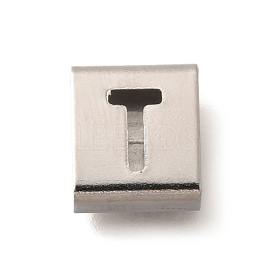 Letter Style 304 Stainless Steel Square Slide Charms STAS-L132-02T-1