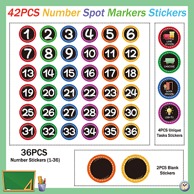42Pcs Number Theme Self-Adhesive Paper Decorative Stickers DIY-WH0646-002-1