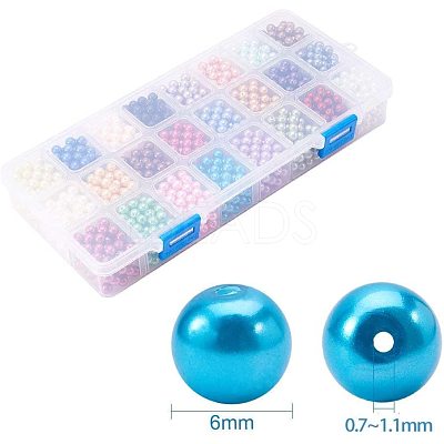 Eco-Friendly Dyed Glass Pearl Round Beads HY-PH0011-02-6mm-1