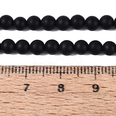 Natural Black Stone Bead Strands G-R193-01-6mm-1