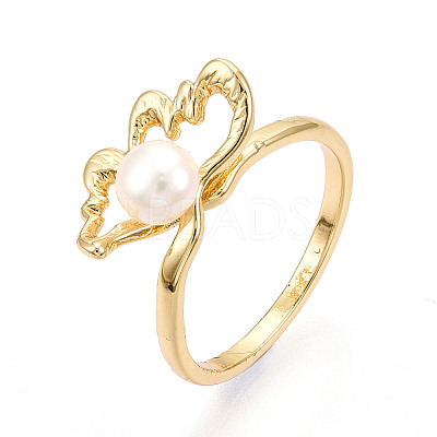 Flower Brass Finger Rings RJEW-N049-01G-1