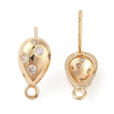 Brass Pave Clear Cubic Zirconia Stud Earring Findings LS-KK-N256-02G-D-1