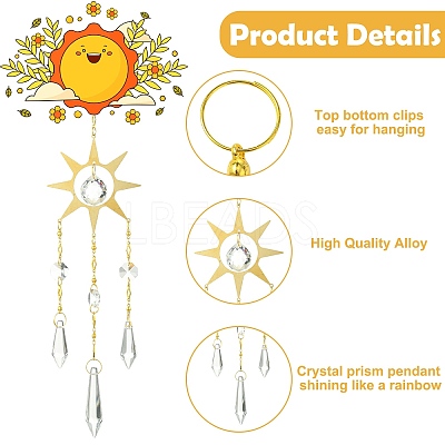 4Pcs 4 Styles Sun Metal Hanging Ornaments HJEW-CJ0001-21-1