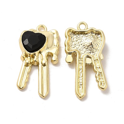 Glass Heart Key Pendants PALLOY-E024-29LG-03-1