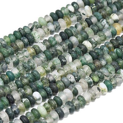 Natural Moss Agate Beads Strands G-P575-A24-4x2mm-1