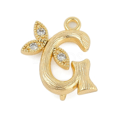 Brass Crystal Rhinestone Letter Links Connector Charms KK-S395-06G-G-1
