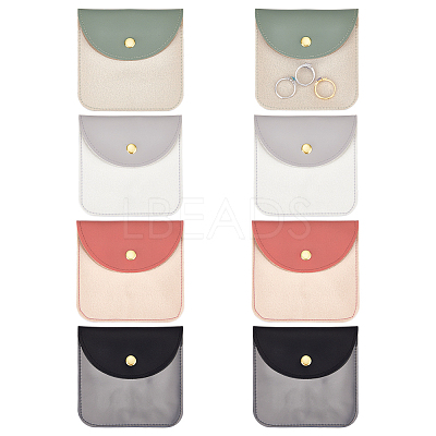 8Pcs 4 Colors PU Leather Jewelry Envelope Pouches Gift Bags with Snap Button and Clear Window ABAG-GA0001-32A-1