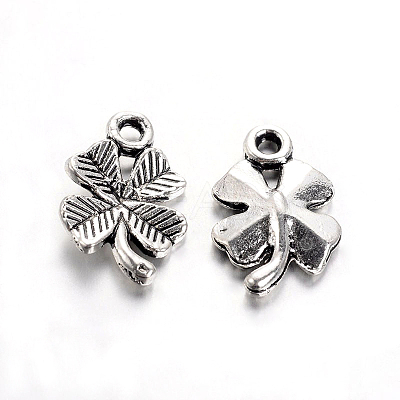 Tibetan Style Alloy Clover Charms TIBEP-2765-AS-RS-1