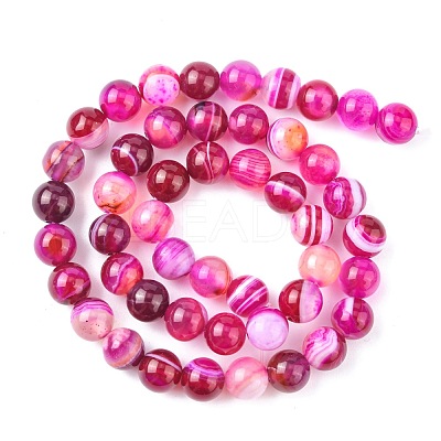 Natural Striped Agate/Banded Agate Bead Strands G-K166-13-8mm-03-1