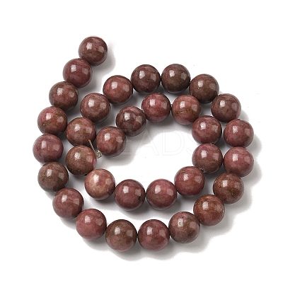 Natural Rhodonite Round Bead Strands G-J302-10-12mm-01-1