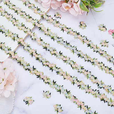15 Yards Flower Polyester Embroidery Lace Ribbon OCOR-WH0070-77B-1