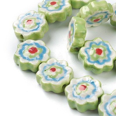 Handmade Porcelain Flower Beads Strands PORC-J008-04C-1