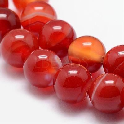 Natural Striped Agate/Banded Agate Bead Strands G-K166-13-8mm-1