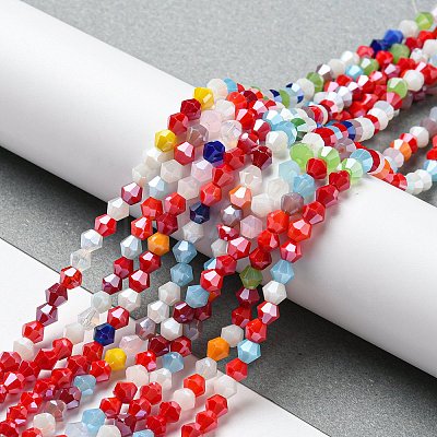 Opaque Solid Color Electroplate Glass Beads Strands GLAA-F029-P4mm-C16-1