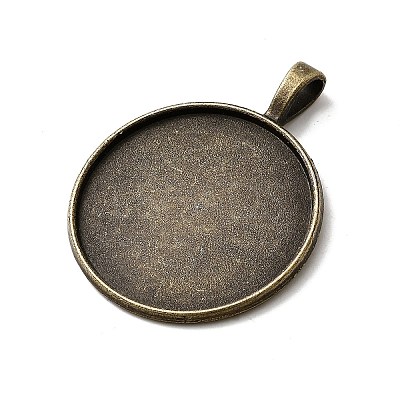 Flat Round Alloy Pendant Cabochon Settings X-PALLOY-N0088-26AB-NF-1