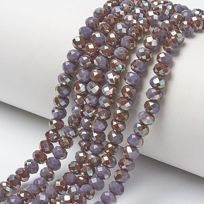 Electroplate Opaque Solid Color Glass Beads Strands EGLA-A034-P4mm-J12-1