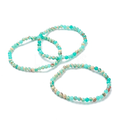 Synthetic Shoushan Stone Beaded Stretch Bracelets BJEW-A117-A-19-1